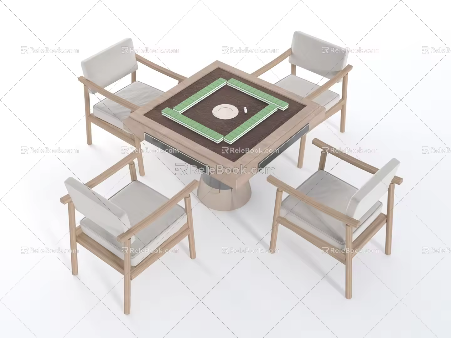 Mahjong tables and chairs 3d model