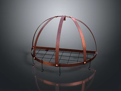 Copper Metal Circular Stand With Grid Design For Home Living Supplies 3d model
