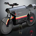 APRILIA Motorcycle with Gray Body Red Yellow Stripes and Red Wheel Hub Design