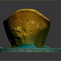 Traditional Gold Ingot Shaped Jewelry with Intricate Carved Characters on Green Display Base