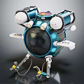 Futuristic Blue Round Water Vehicle With Mechanical Arms And Propulsion System