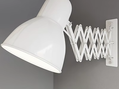 White Foldable Wall Lamp with Adjustable Bracket Mounted on Gray Wall 3d model