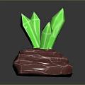 Glowing Green Crystals With Sharp Edges On Textured Pink Rock Base