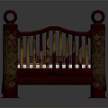 Classic Red Carved Single Bed Design With Purple Striped Mattress