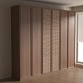 Modern Wooden Wardrobe With Woven Design Panels In Bright Interior Space