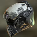 Futuristic Helmet Design Featuring Mechanical Details White Orange Color And Dual View