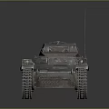 Vintage Military Tank with Metal Tracks and Number 27 on Dark Reflective Surface