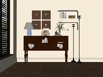 French Style Entrance Cabinet Decorative Cabinet Decorative Painting Combination 3d model