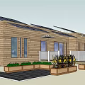 Modern Detached House With Wooden Exterior Solar Panels on Roof and Front Garden Planter