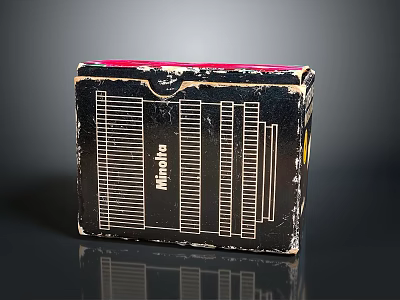 Vintage Maggiola Household Box With Black Surface White Stripes And Red Top 3d model