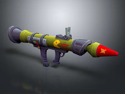Cosmic Aerospace Rocket Device With Vibrant Green Purple Red Design Yellow Emblem And Conical Tip 3d model