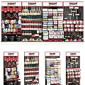 Various Hardware Tools Organized on Wall Shelves Including Brushes Buckets Clamps and Screwdrivers