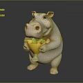 Polygonal Style Hippo Sculpture holding a goblet with yellow drink and green garnish