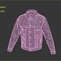 Purple Casual Jacket With Classic Collar Long Sleeves And Multiple Pockets 3d model