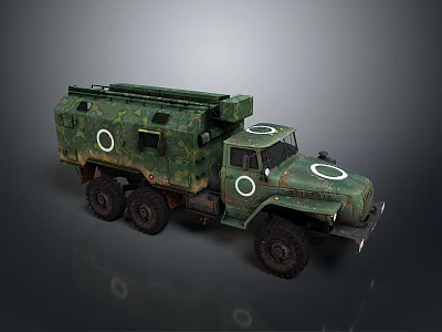 Green Camouflage Military Tank With Six Wheels And White Circle Marks Design 3d model