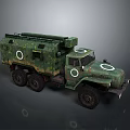 Green Camouflage Military Tank With Six Wheels And White Circle Marks Design