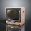 Vintage Retro CRT Computer Monitor With Beige Casing And Classic Display Screen
