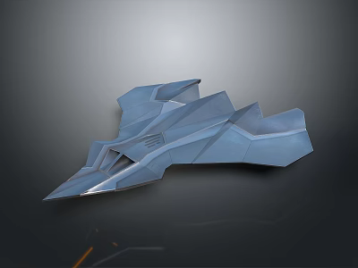 Futuristic Blue Spaceship Model With Geometric Design And Sleek Surface 3d model