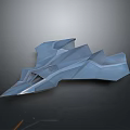 Futuristic Blue Spaceship Model With Geometric Design And Sleek Surface 3d model