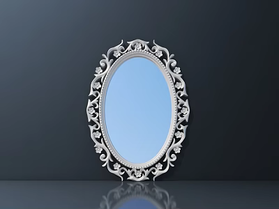 Ornate Carved Mirror Frame Featuring Intricate Scrollwork Design For Home Decor 3d model