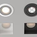 Modern Circular And Square Ceiling Mounted Downlights And Spotlights With White Black Finish