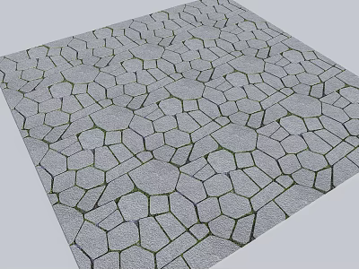 Plaza Paving Design With Polygonal Stone Tiles And Grass Filled Joints 3d model