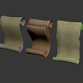 Three Aged Parchment Scrolls On Reflective Dark Surface Display Classic Ancient Style