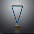Stylish Blue Strap Clothing Accessory With Gold Circular Medal Decoration