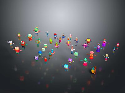 Colorful Cartoon Characters And Various Fantasy Creatures In Playful Vibrant Displays 3d model