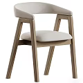 Modern Dining Chair With Wooden Frame Light Gray Cushion And Curved Backrest Armrests