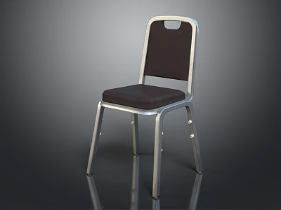 Modern Dining Chair With Metal Frame And Dark Padded Seat Backrest 3d model