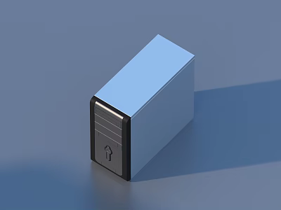 Light Blue Rectangular Daily Life Product Featuring Black Base And Arrow Symbol 3d model