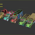 Various Military Vehicles Including Ambulance Cargo Trucks And Weapon Mounted Units