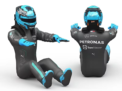 Man Sitting In Racing Suit With Blue Helmet And Petronas Team Vitality Logo 3d model