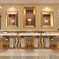 Luxurious Jewelry Store Interior With Glass Display Cases And Round Counters