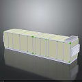 Modern Light Colored Storage Cabinet With Multiple Panels And Green Accents For Home Organization