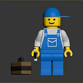 Lego Construction Worker Figure Wearing Blue Cap Overalls Holding Wrench And Mallet