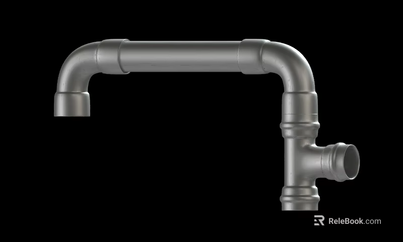 Industrial Metal Pipe Fitting With Elbow Joint And Tee Connection Design Structure 3d model