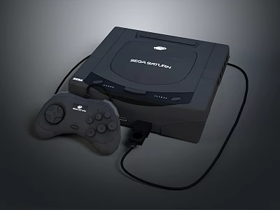 SEGA Saturn Entertainment Electronics Gaming Console With Wired Game Controller 3d model