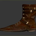 Vintage Brown Leather Boots With Metal Buckles And Lace Up Design