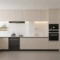 Modern Kitchen Interior With White Cabinets Black Appliances Countertop And Recessed Lighting