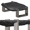 Modern Home Coffee Table With Natural Stone Top And Metallic Frame Design