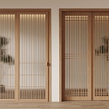 Japanese style sliding door wooden sliding door 3d model