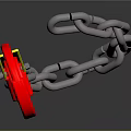 Durable Industrial Hardware Tools with Red Hook and Silver Chain for Lifting Applications