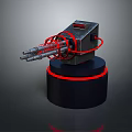 Futuristic Mechanical Weapon With Metallic Structure Red Rings And Black Base 3d model