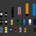 Colorful Toy Cars Collection With Various Types And Different Colors On Dark Background