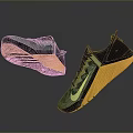 Stylish Sports Shoes With Green Black Upper Yellow Sole And Nike Logo Design