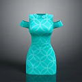 Stylish Turquoise Off Shoulder Dress With Geometric Circular Patterns For Fashionable Casual Wear