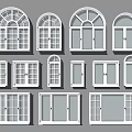 Various White Framed Window Designs With Different Shapes And Architectural Styles 3d model