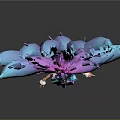 Game Movie Character With Fox Ears And Blue Purple Gradient Tails In Colorful Outfit